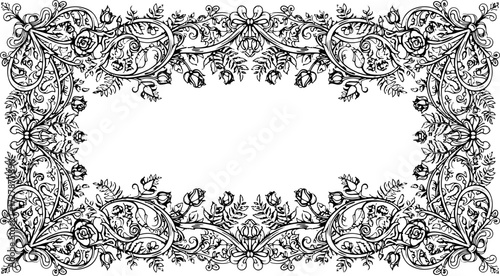 Elegant vintage floral border design with roses and leaves adds sophisticated charm to any project silhouette and cutout removed background