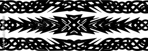 Bold black tribal and celtic design borders create striking visual accents for modern projects silhouette and cutout removed background