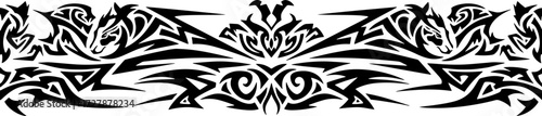 Dynamic tribal wolf and ornate pattern border design for bold and edgy artistic projects silhouette and cutout removed background
