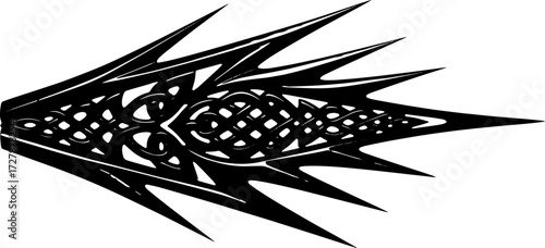 Striking black Celtic knot design with dynamic spikes for edgy graphic projects and bold visual statements silhouette and cutout removed background