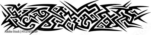 Bold tribal armband design in black and white, perfect for tattoos or ethnic inspired graphic projects silhouette and cutout removed background