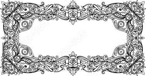 Elegant vintage ornamental floral frame design for invitations, certificates, and decorative projects silhouette and cutout removed background
