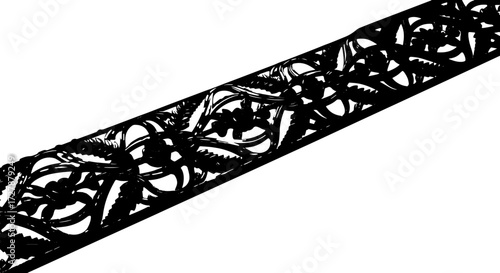 Elegant black ornate floral border design adds timeless sophistication to any project silhouette and cutout removed background