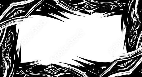 Abstract grayscale frame with dynamic jagged edges makes a bold and modern statement for your creative project silhouette and cutout removed background
