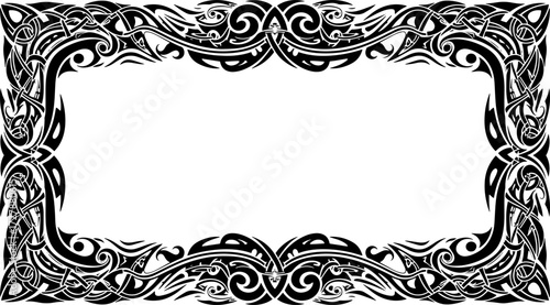 Dynamic tribal border design adds fierce elegance to any project, capturing bold spirit silhouette and cutout removed background