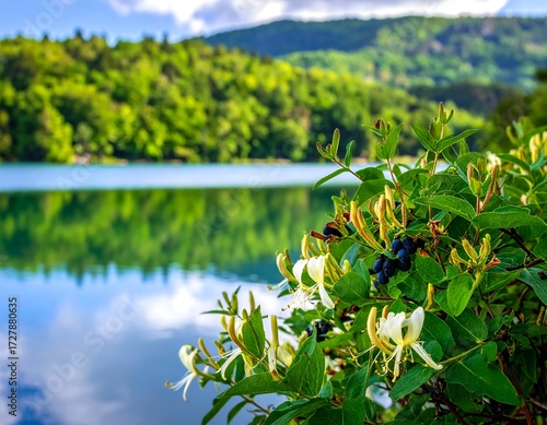 Lakeside flowers and berries