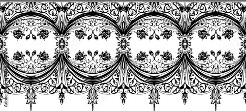 Elegant vintage floral border design with roses, perfect for luxury invitations and decorative elements. silhouette and cutout removed background