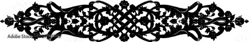 Elegant black ornate floral scrollwork design adds vintage charm to any decorative project. silhouette and cutout removed background