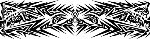 Dynamic tribal dragon border design with sharp edges and intricate patterns for bold artistic expression silhouette and cutout removed background