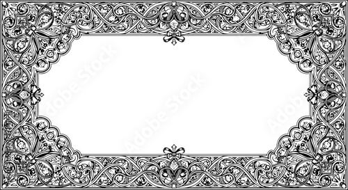 Elegant vintage ornamental border design with intricate floral patterns and flourishes silhouette and cutout removed background