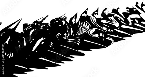 Intricate dark stone carvings of mythical creatures and animals create a powerful, ancient aesthetic silhouette and cutout removed background