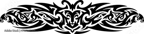 Bold tribal arm band tattoo design with fierce animalistic elements and intricate patterns silhouette and cutout removed background