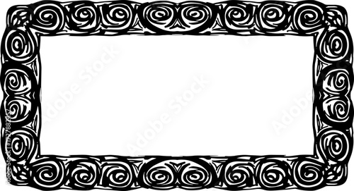 Elegant black ornate frame design with vintage scrollwork adds decorative flair to any project silhouette and cutout removed background