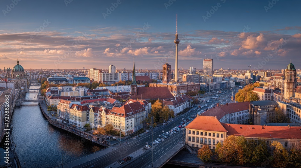 Obraz premium Elevated Panorama Showcasing Berlin Cityscape