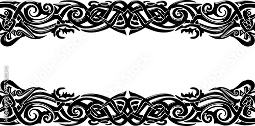 Εκτύπωση καμβά Elegant black ornamental border design with intricate celtic knotwork for premiu
