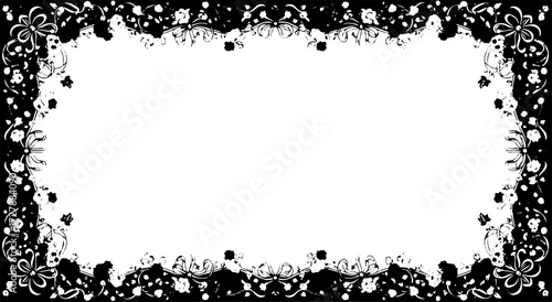Elegant floral border with roses and ribbons perfect for invitations, cards, or decorative designs silhouette and cutout removed background
