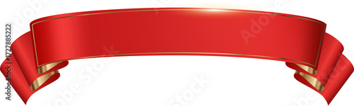 Red Ribbon Banner Isolated Decoration PNG Template for Label, Badge, Sale, and Promotion 
