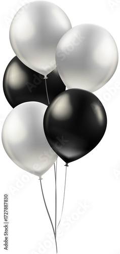 Silver and Black Party Balloons Isolated Decoration Event Party or Celebration