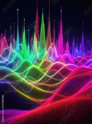 Colorful Data Visualization of Digital Waves.