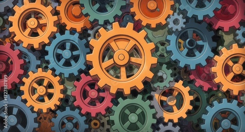 Colorful Gears Interlocking Mechanical Engineering.