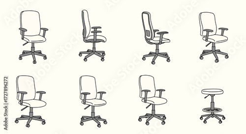 Versatile Office Chairs Arrayed for Collaborative Workspace Design Inspiration, Perfect for Ergonomic Office Furniture Solutions and Modern Interior Planning