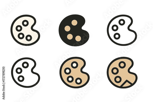 Harmonious Logo Variations. Digital art. Set Logo of digital art: Color palette icon. harmonious logo variations of the same emblematic concept (Negative