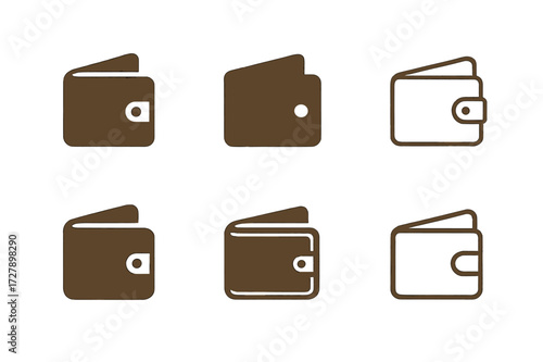 Leather Logo Variations. Worn leather. Set Logo of worn leather: Leather wallet icon. harmonious logo variations of the same emblematic concept (Negative