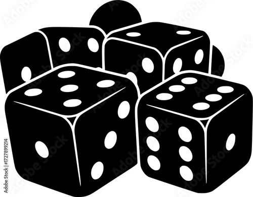  Dice silhouette, Dice outline, Gambling , Two dice , Dice icon, Ludo dice . Dice  bundle.