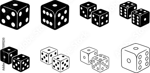  Dice silhouette, Dice outline, Gambling , Two dice , Dice icon, Ludo dice . Dice  bundle.
