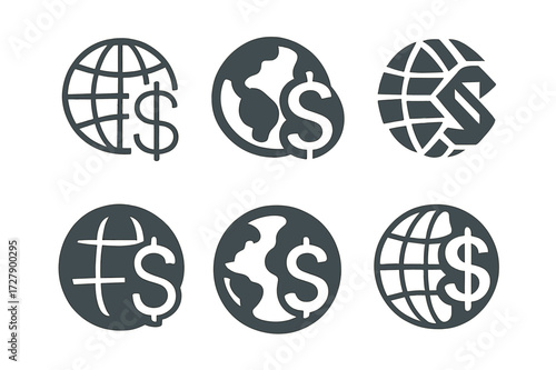 Climate Change Logos. climate change economics. Set Logo of climate change economics: globe. harmonious logo variations of the same emblematic concept, each