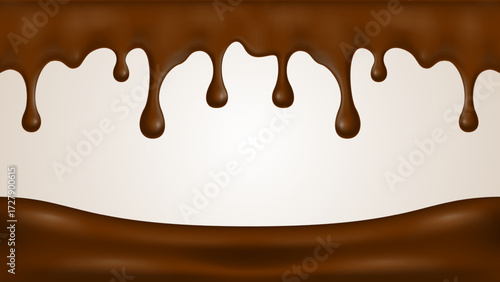 melted chocolate dripping on white background