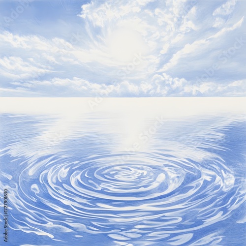 Serene Blue Water Ripples Under Peaceful Sky