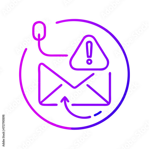 A graphic illustrating an email with an alert symbol, signifying potential security risks or unwanted messages. The design is simple yet effective