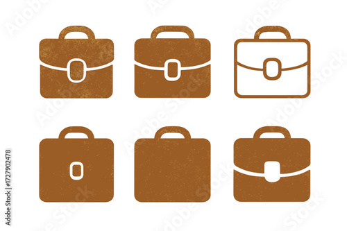 Leather Logo Variations. Worn leather. Set Logo of worn leather: Leather bag icon. harmonious logo variations of the same emblematic concept (Stylized detail,