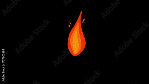 2d cartoon animated flame on black background