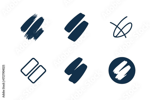 Abstract Logo Variations. Digital art. Set Logo of digital art: Abstract brush strokes icon. harmonious logo variations of the same emblematic concept (Iconic