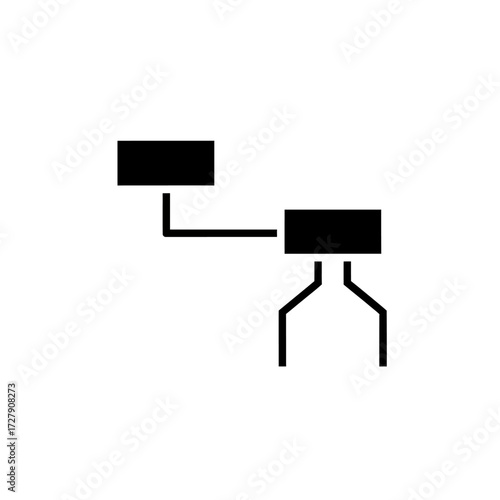 Minimalist Vector Icon Set with Connected Rectangles and Lines in Black and White