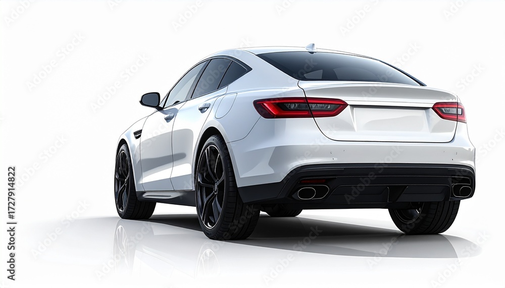 custom made wallpaper toronto digitalSleek modern white sports sedan isolated on a clean white background, showcasing its contemporary design, dynamic lines, and powerful aesthetic
