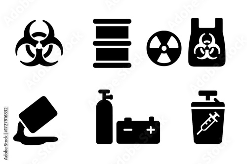 Hazardous Waste Icons.