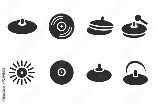 Crash Cymbal Icons. Solid, filled icon set of crash cymbal brands: Zildjian, Sabian, Meinl, Paiste, Wuhan, Istanbul Agop, Bosphorus, Dream. Solid, filled icons