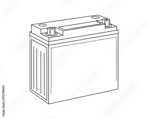 Automotive Battery Vector Illustration: Detailed Car Battery with Connectors and Terminals.