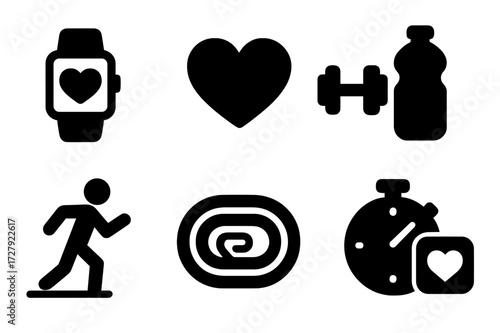 Fitness Icon Set. graphic of Geometric Buck head silhouette looking staight at you created with triangles and parallelograms, bold stylized vector design, flat