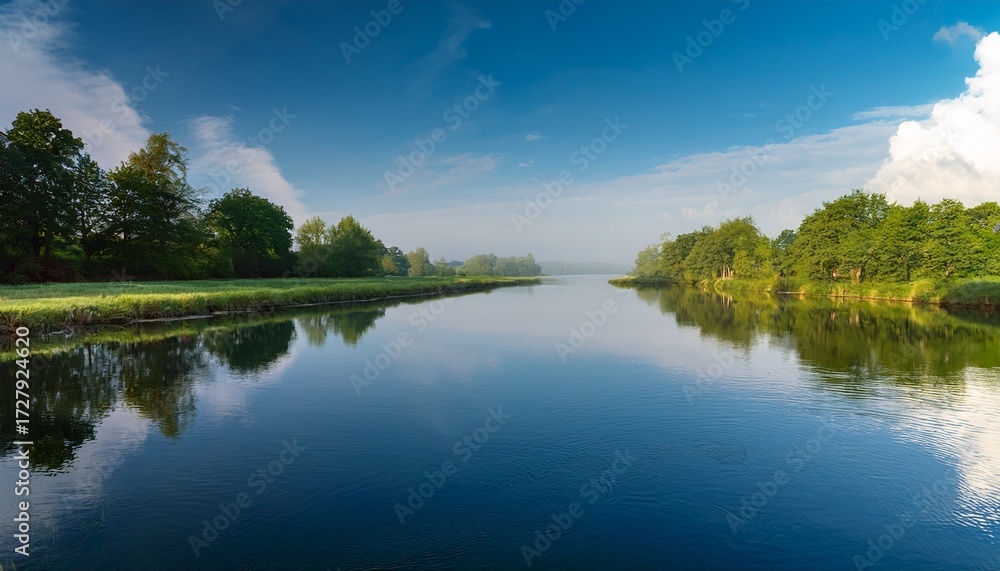 Fototapeta premium Calm Water By An Inlet With Trees In The Background