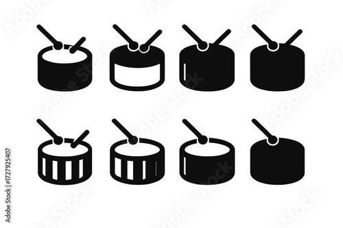 Fill Technique Icons. Solid, filled icon set of fill techniques by speed: slow fill, medium fill, fast fill, double-time fill, half-time fill, crescendo fill,