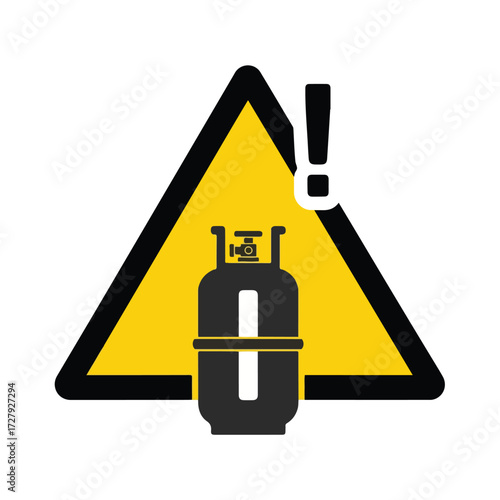 Pressurized Gas Cylinder Warning Triangle Sign Icon.