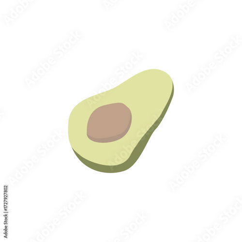 Fresh Avocado Halve with Seed Isolated on White Background, Healthy Food