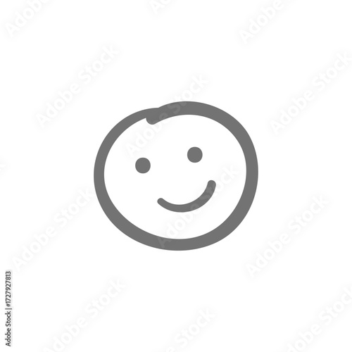 Simple hand-drawn happy face icon on white background