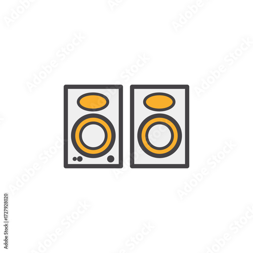 Stereo sound system speakers with a bright, modern, and sleek appearance