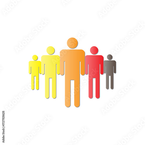 Colorful icon representing a diverse group of individuals forming a cohesive team