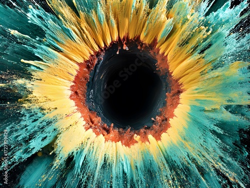 Abstract Colorful Paint Explosion Circular Design